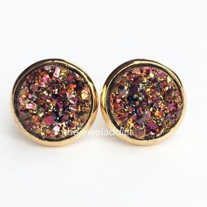 3 for 15🎀chunky copper-pink Drusy style  studs